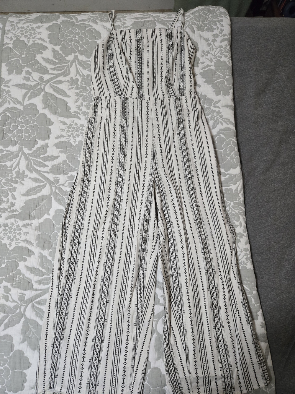 Old Navy Black and White Striped Wide-Leg Jumpsuit